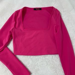 hot pink cropped long sleeve